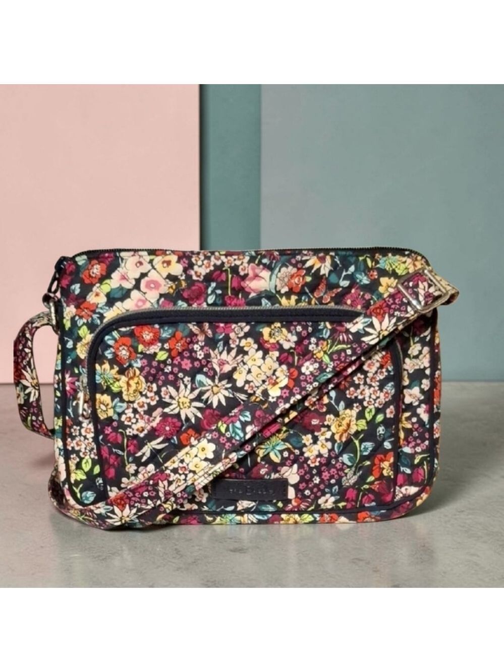 Vera Bradley "Abuzz" Floral Quilted Crossbody Shoulder Bag